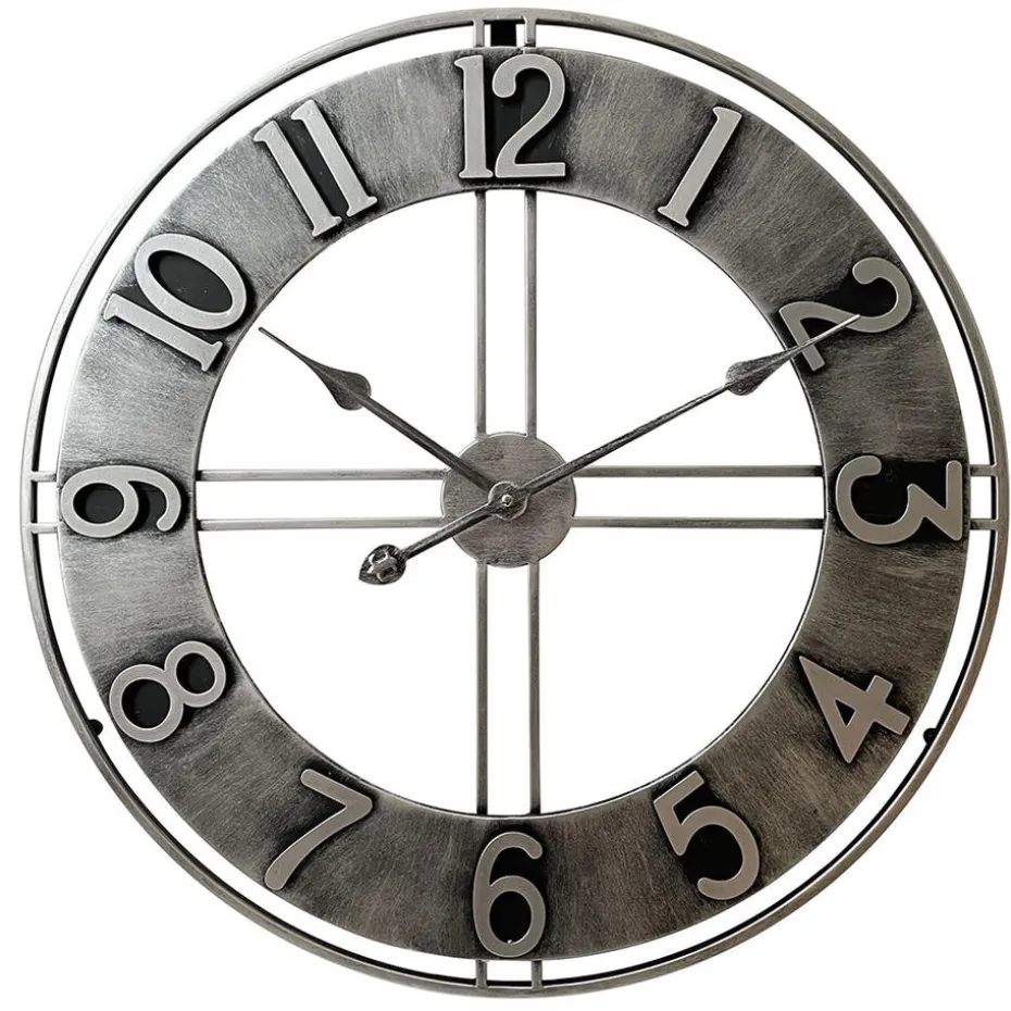 LW Collection Wandklok Becka grijs zilver 60cm