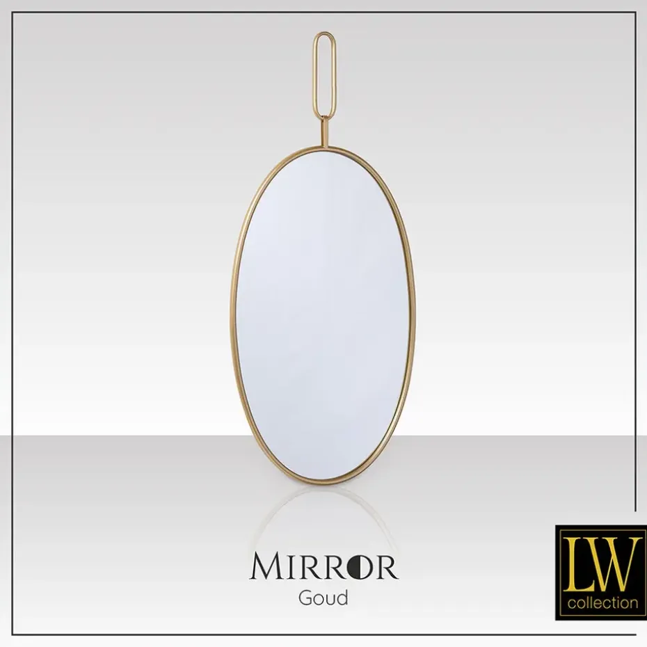 LW Collection Wandspiegel goud rond ovaal 45x96 cm metaal