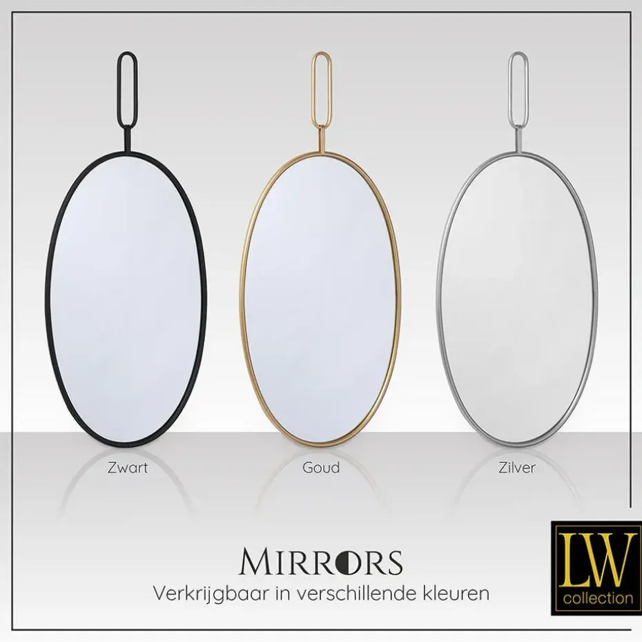 LW Collection Wandspiegel goud rond ovaal 45x96 cm metaal