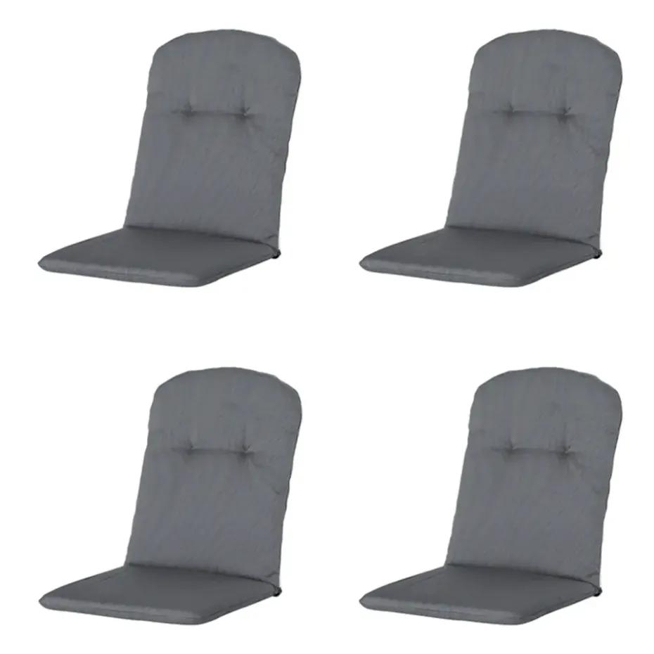 Madison - Kuipstoelkussen Hoge Rug Rib grey - Ca. 96x45 cm - Set van 4