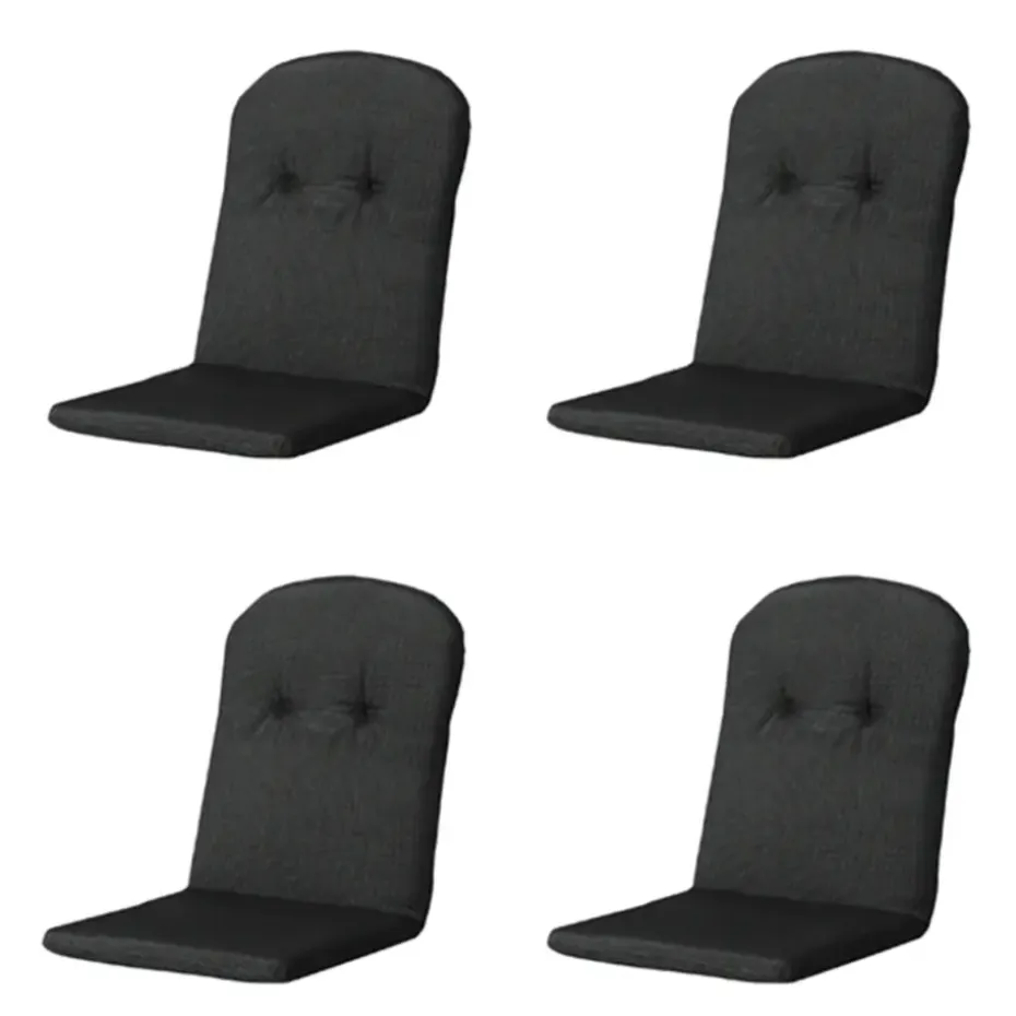Madison - Kuipstoelkussen Hoge Rug Rib black - Ca. 96x45 cm - Set van 4