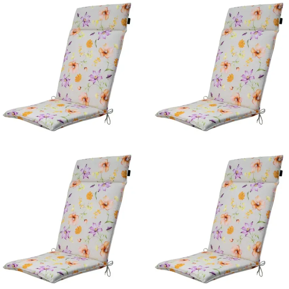 Madison - Tuinstoelkussen Hoge Rug Florina purple - Ca. 120x50 cm - Set van 4