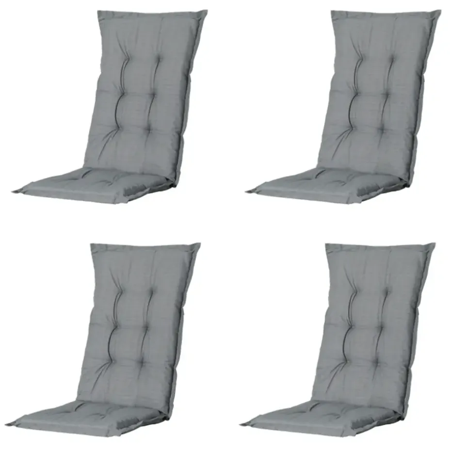 Madison - Tuinstoelkussen Hoge Rug Basic grey - Ca. 123x50 cm - Set van 4