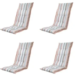 Madison - Tuinstoelkussen Hoge Rug Righe salmone - Ca. 123x50 cm - Set van 4