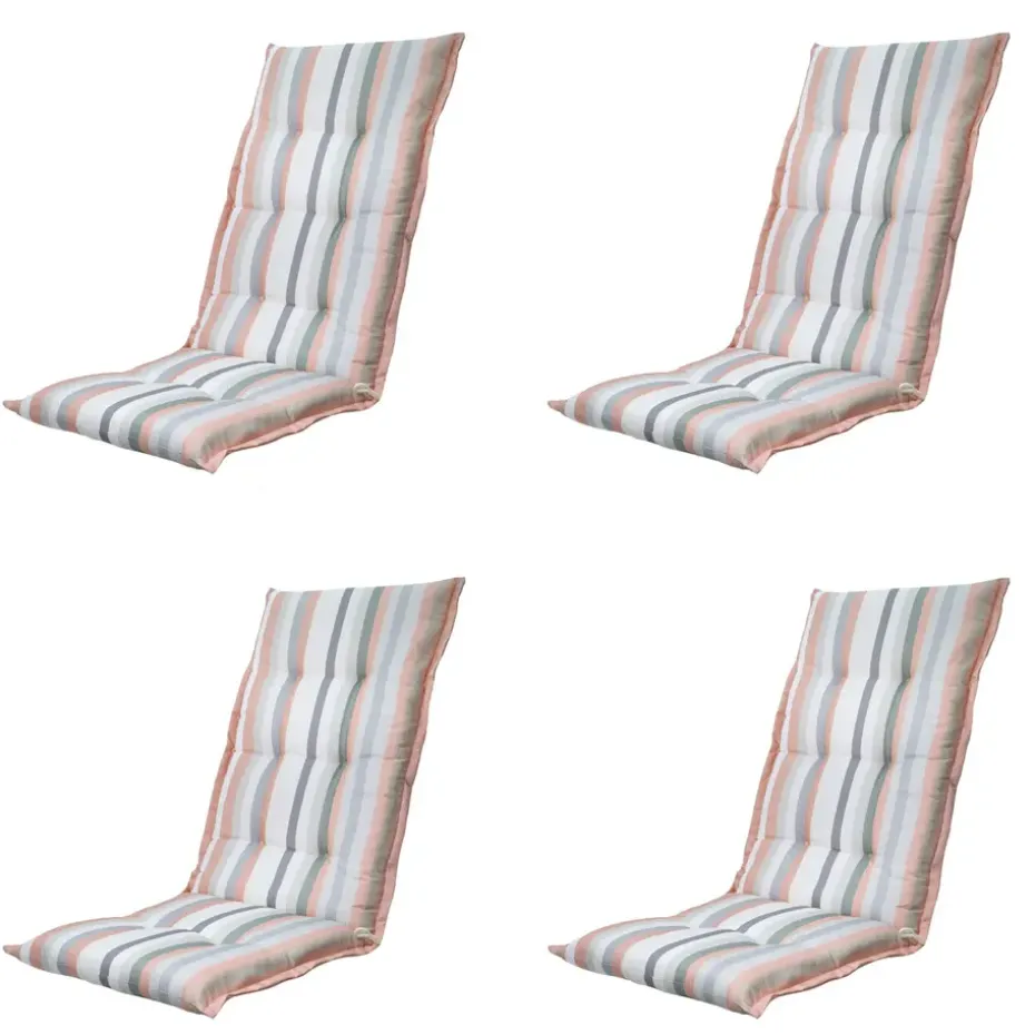 Madison - Tuinstoelkussen Hoge Rug Righe salmone - Ca. 123x50 cm - Set van 4
