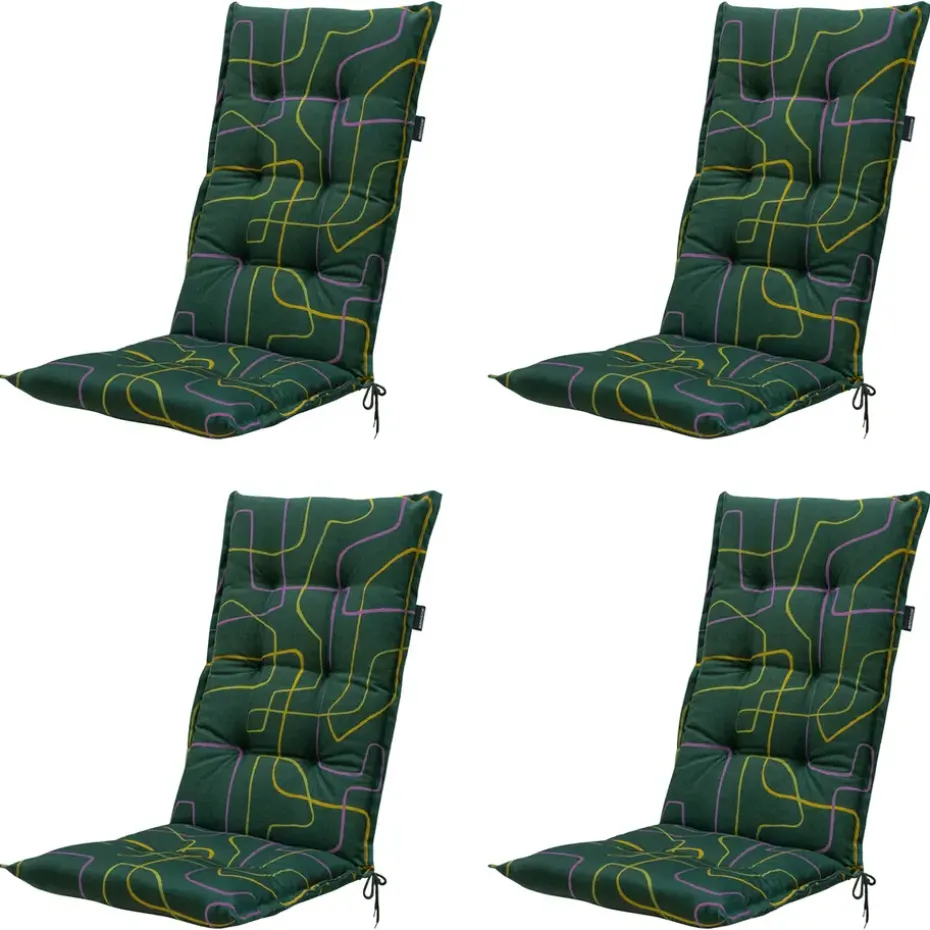 Madison - Tuinstoelkussen Hoge Rug Joah green - Ca. 123x50 cm - Set van 4