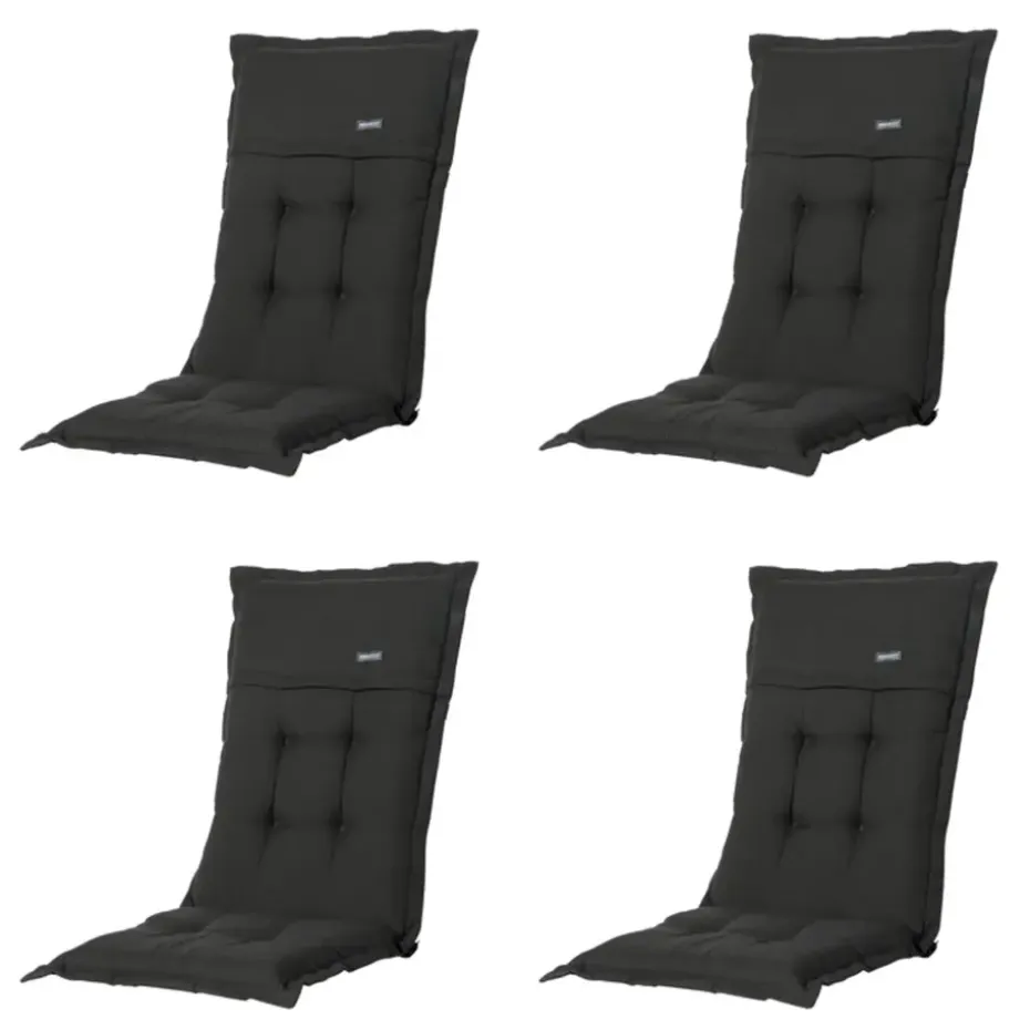Madison - Tuinstoelkussen Lage Rug Rib black - Ca. 105x50 cm - Set van 4