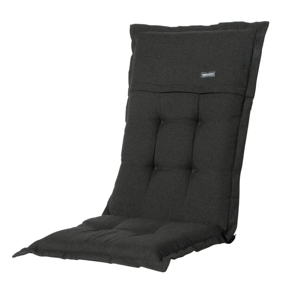 Madison - Tuinstoelkussen Lage Rug Rib black - Ca. 105x50 cm - Set van 4