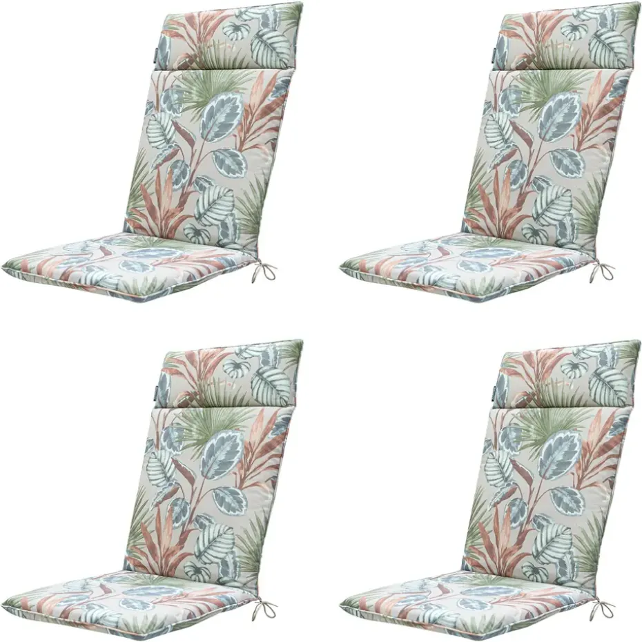 Madison - Tuinstoelkussen Hoge Rug Cala natural - Ca. 120x50 cm - Set van 4