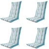 Madison - Tuinstoelkussen Hoge Rug Righe azure - Ca. 123x50 cm - Set van 4
