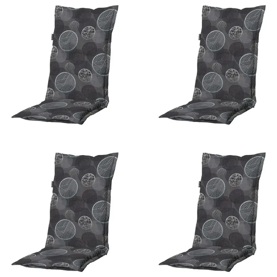 Madison - Tuinstoelkussen Hoge Rug Circle grey - Ca. 123x50 cm - Set van 4