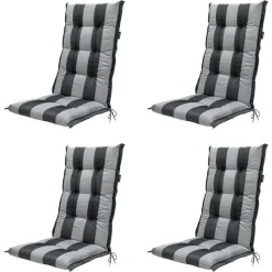 Madison - Tuinstoelkussen Hoge Rug Alice grey - Ca. 123x50 cm - Set van 4