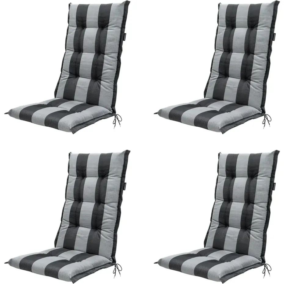 Madison - Tuinstoelkussen Hoge Rug Alice grey - Ca. 123x50 cm - Set van 4