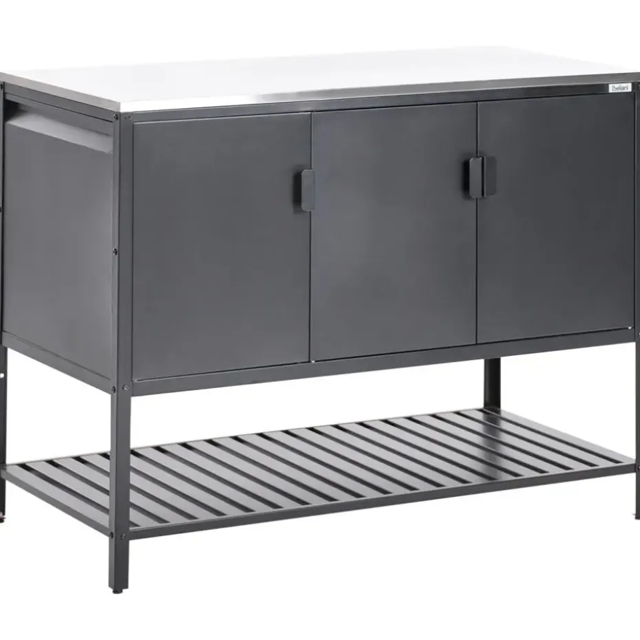 MAENZA - Buitenkeukenkast 3-deurs - Zwart - Staal