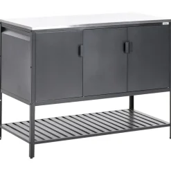 MAENZA - Buitenkeukenkast 3-deurs - Zwart - Staal
