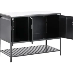 MAENZA - Buitenkeukenkast 3-deurs - Zwart - Staal