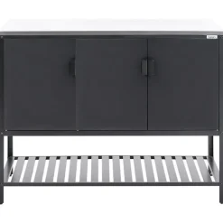 MAENZA - Buitenkeukenkast 3-deurs - Zwart - Staal
