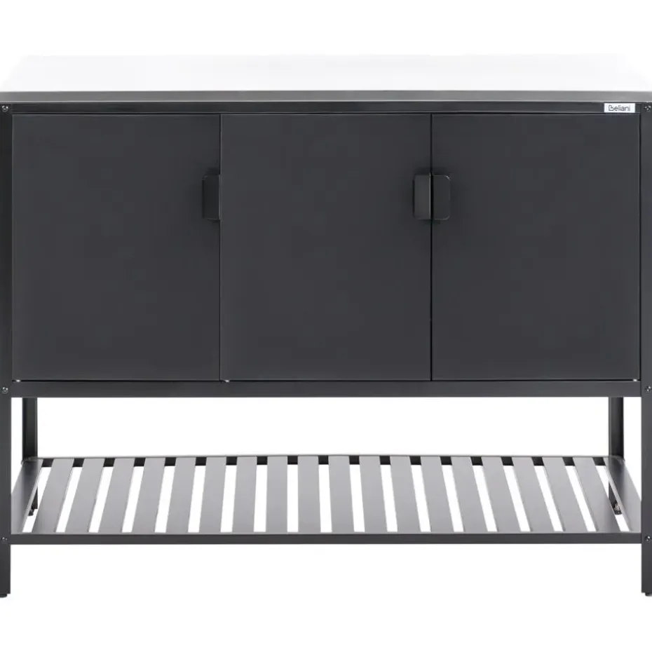 MAENZA - Buitenkeukenkast 3-deurs - Zwart - Staal