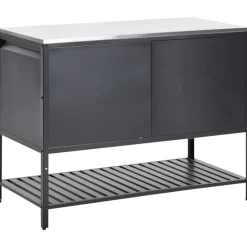 MAENZA - Buitenkeukenkast 3-deurs - Zwart - Staal