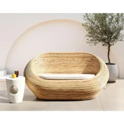 MAIORI - Tuinbank 2-zits - Natuurlijk/Beige - Rotan