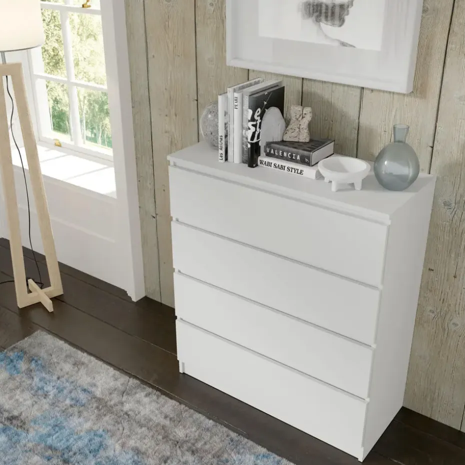 Maja dressoir S4 40x90x104 cm wit mat met 4 lades