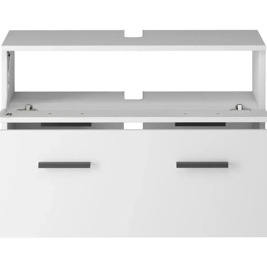 Malika - Wastafelonderkast 80 cm met 1 klep 1 lade in antraciet wit