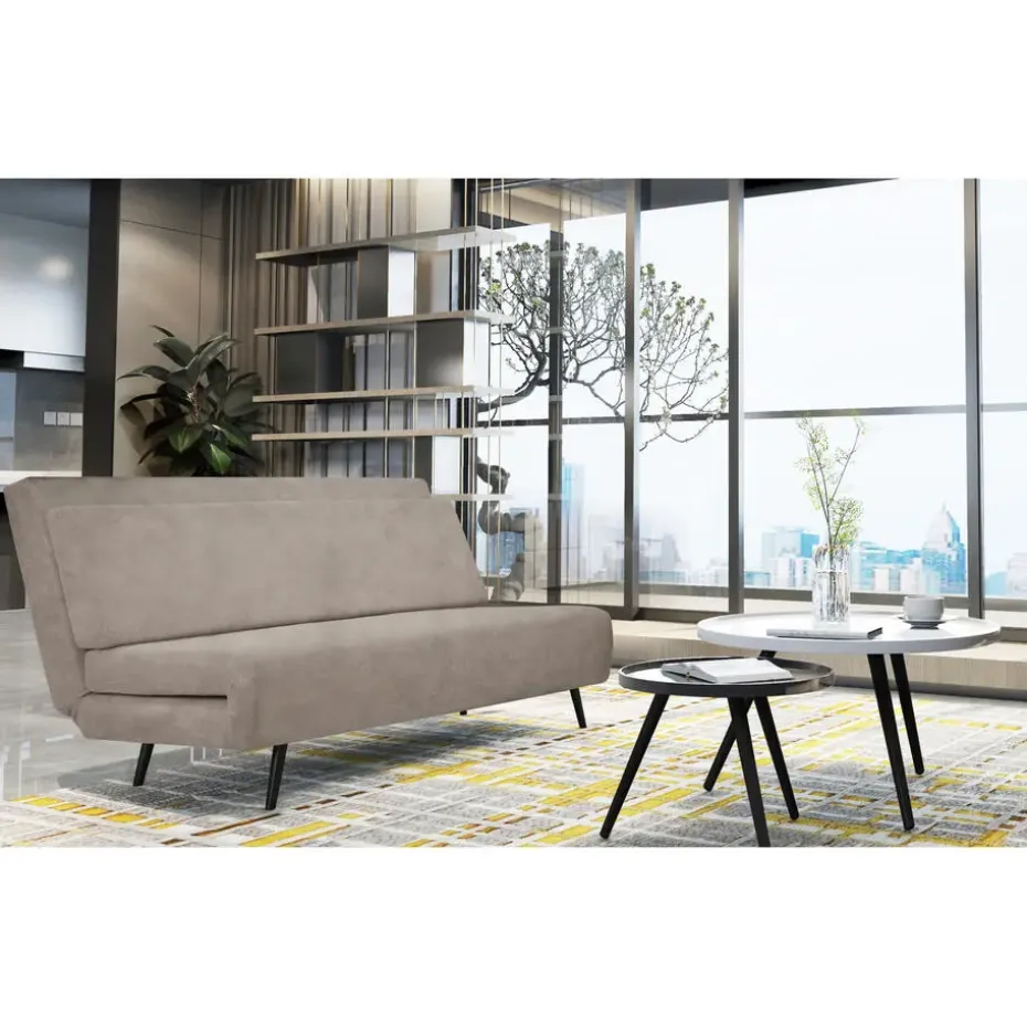 Mallory - Slaapbank 140 cm in taupe fluweel