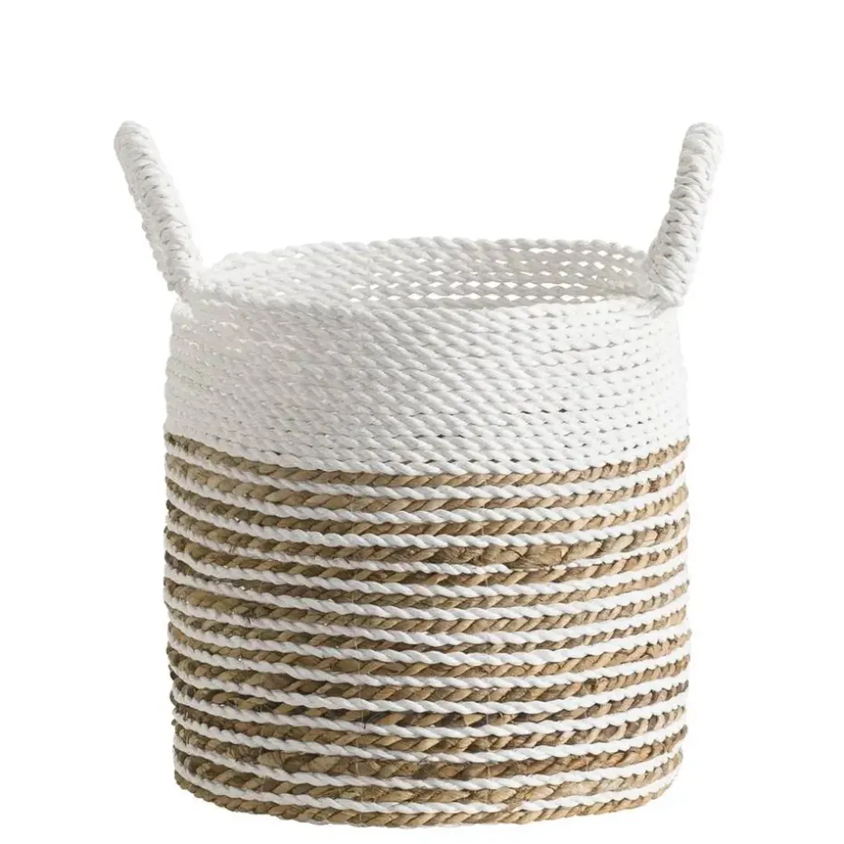 Mand Bologna - naturel/wit - 30xØ28 cm