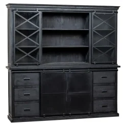 Mangohoutonline - Buffetkast Denver Black 200x220cm Rechthoekig - Zwart - Mahom
