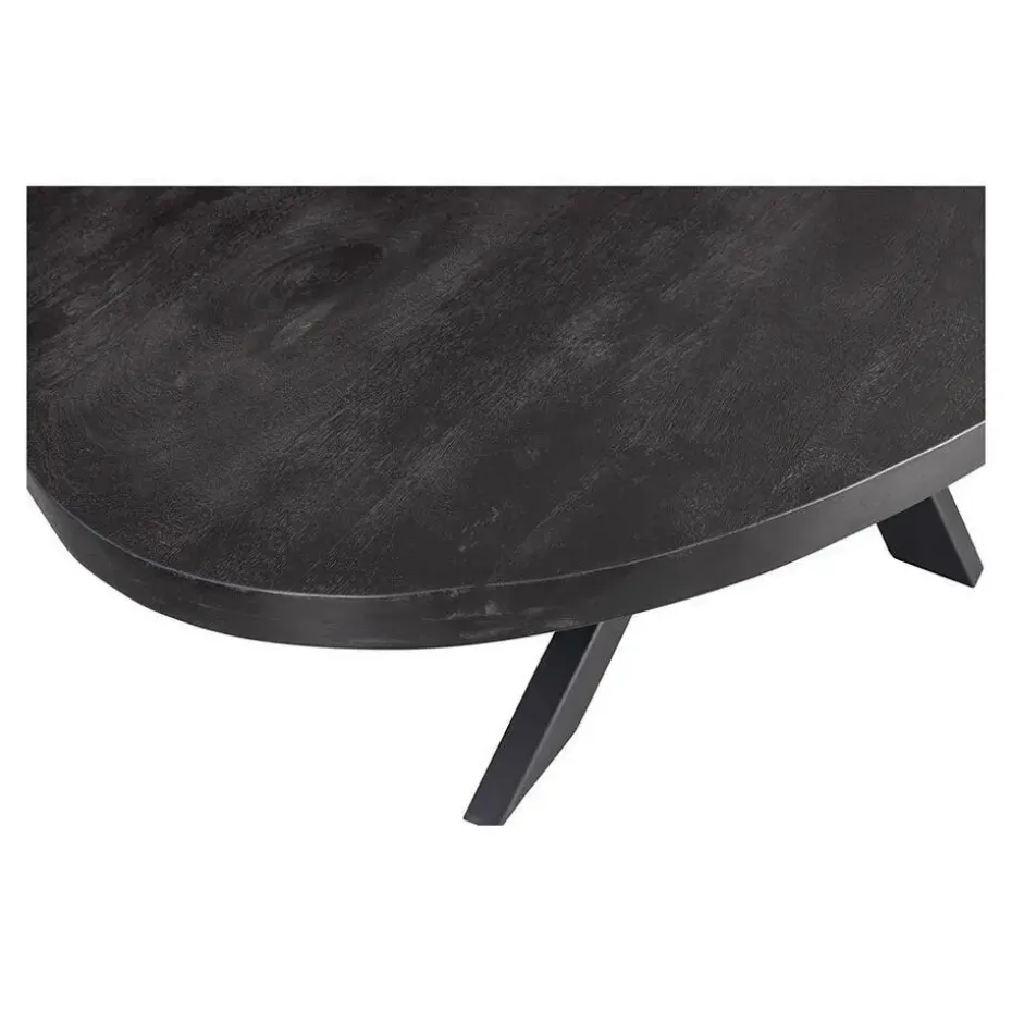 Mangohoutonline - Eettafel Tulsa Black 240x110cm Ovaal - Zwart - Mahom