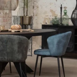 Mangohoutonline - Eettafel Tulsa Black 180x100cm Ovaal - Zwart - Mahom