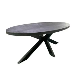 Mangohoutonline - Eettafel Tulsa Black 160x90cm Ovaal - Zwart - Mahom