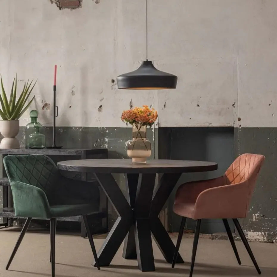 Mangohoutonline - Eettafel Madison Black Ø 120 Rond - Zwart - Mahom