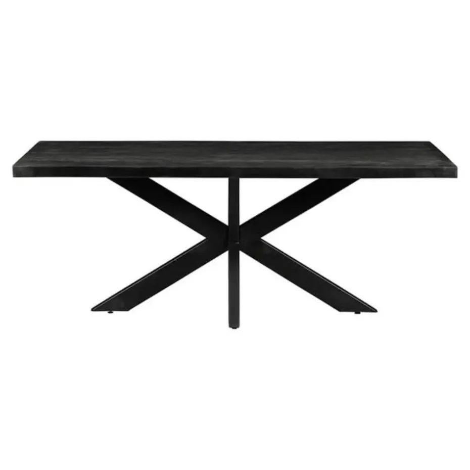 Mangohoutonline - Eettafel Memphis Black 140x90cm Rechthoekig - Zwart - Mahom