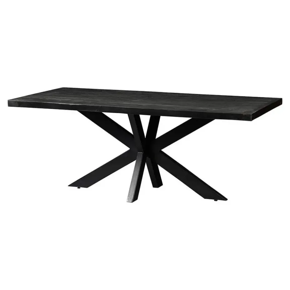 Mangohoutonline - Eettafel Memphis Black 140x90cm Rechthoekig - Zwart - Mahom
