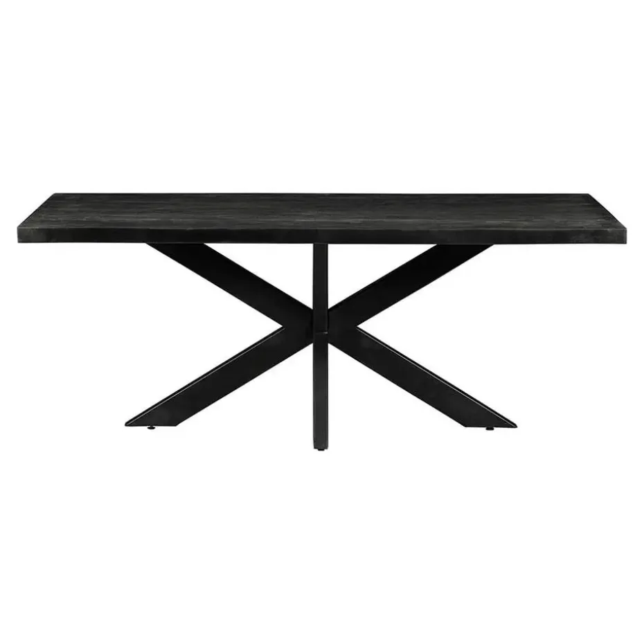 Mangohoutonline - Eettafel Memphis Black 140x90cm Rechthoekig - Zwart - Mahom