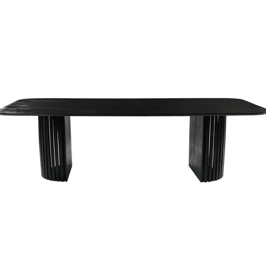 Mangohoutonline - Eettafel Lucia Black 210x100cm Rechthoekig - Zwart - Mahom