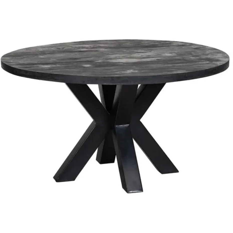 Mangohoutonline - Eettafel Madison Black Ø 160 Rond - Zwart - Mahom