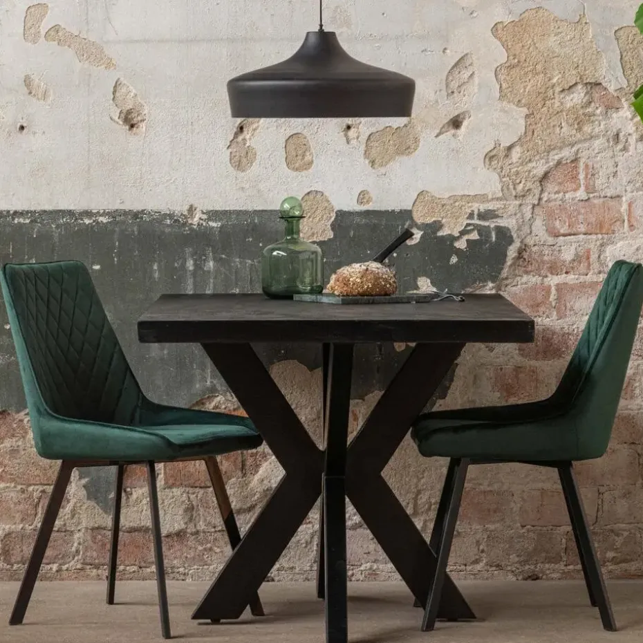 Mangohoutonline - Eettafel Memphis Black 220x100cm Rechthoekig - Zwart - Mahom
