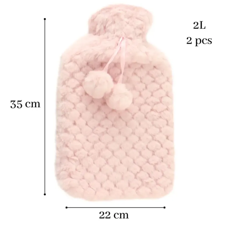 MARBEAUX Warmwaterkruik Set van 2 Stuks Kruik met Zachte Hoes Roze Pittenzak...