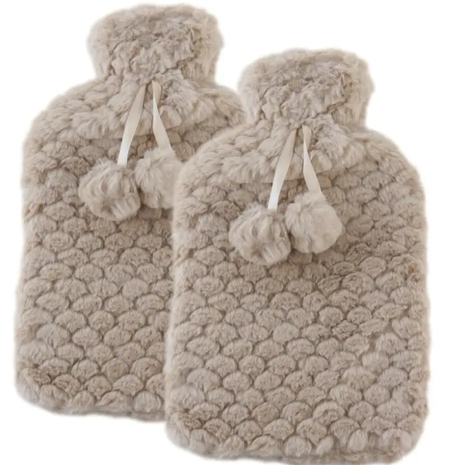MARBEAUX Warmwaterkruik Set van 2 Stuks Kruik met Zachte Hoes Beige Magnetron...