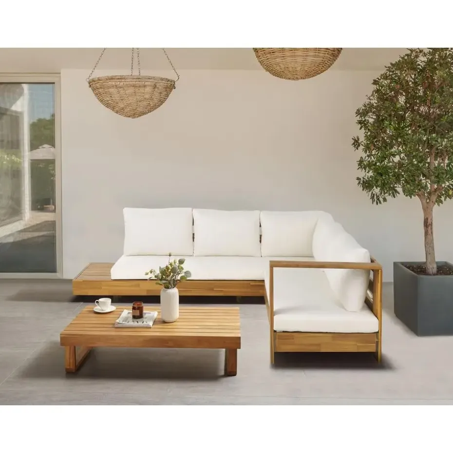 MARETTIMO - Loungeset - Gebroken wit - Linkszijdig - Acaciahout