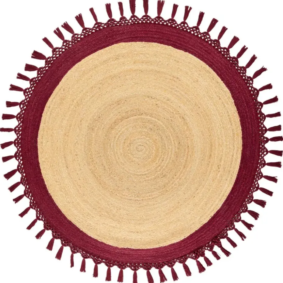 MARTS - Vloerkleed - Donkerrood - 140 cm - Jute