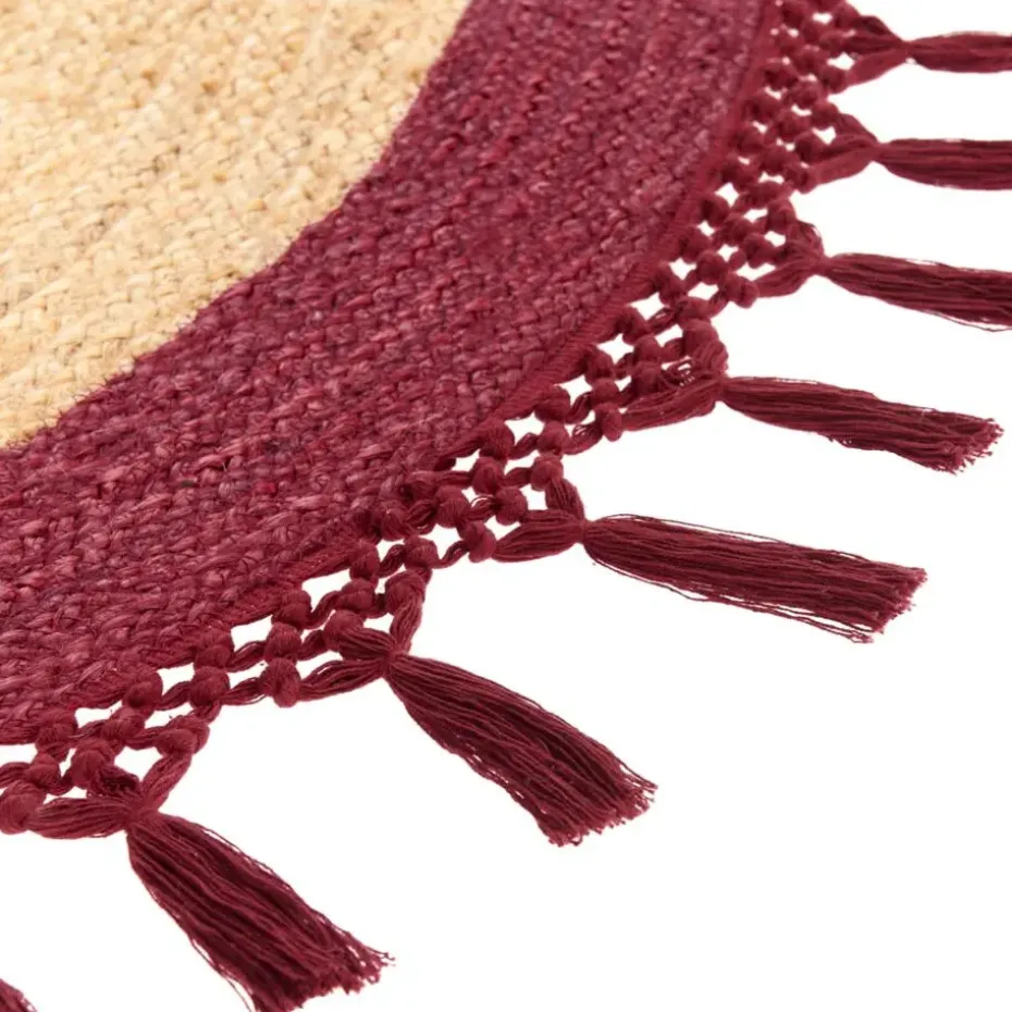 MARTS - Vloerkleed - Donkerrood - 140 cm - Jute
