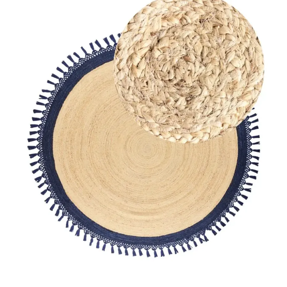 MARTS - Vloerkleed - Donkerblauw - 200 cm - Jute