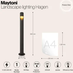 Maytoni Outdoor - Landschapsverlichting Hagen - Grafiet - Ø5