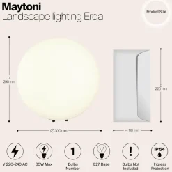 Maytoni Outdoor - Landschapsverlichting Erda - Wit
