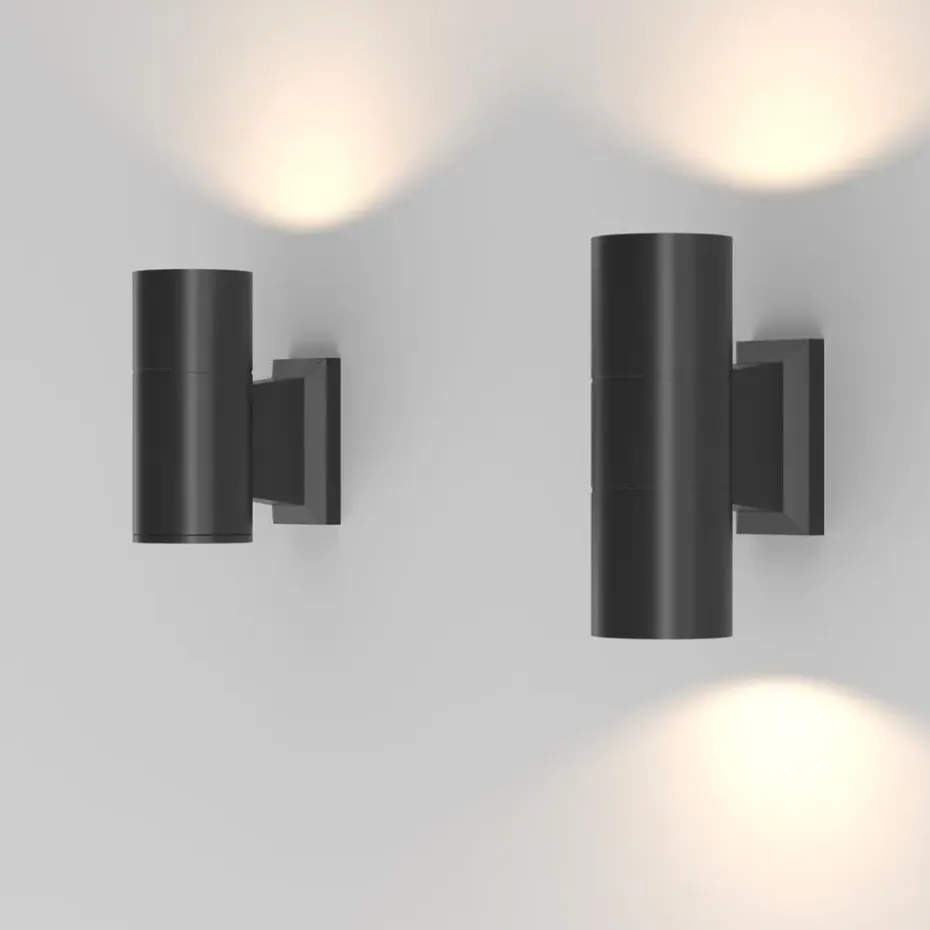 Maytoni Outdoor - Wandlamp Bowery - Zwart - Ø6,4