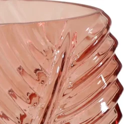 Mega Collections vaas Leafy - roze - blader relief - 14 x 25 cm