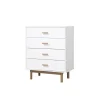 Melanie - Commode met 4 laden in spaanplaat van wit eiken